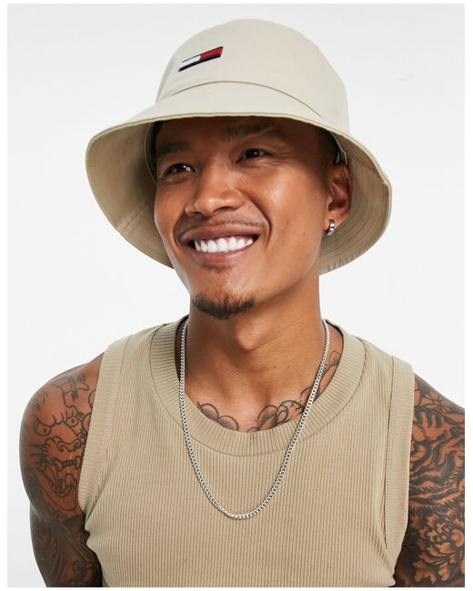 Tommy Hilfiger Cotton Flag Bucket Hat in Brown for Men Lyst