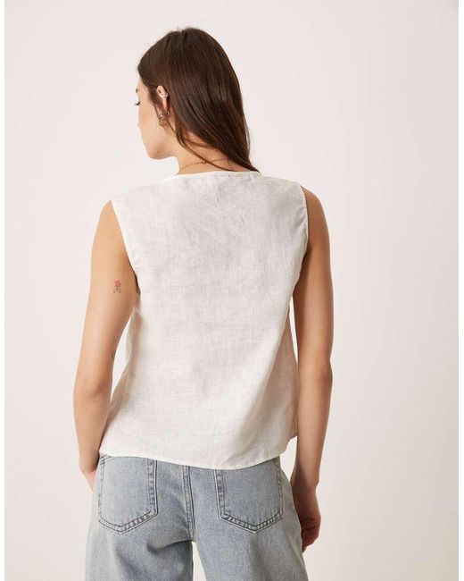 Glamorous Natural Tie Front Top