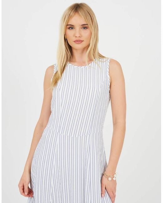 Brave Soul White Striped Sleeveless Maxi Dress