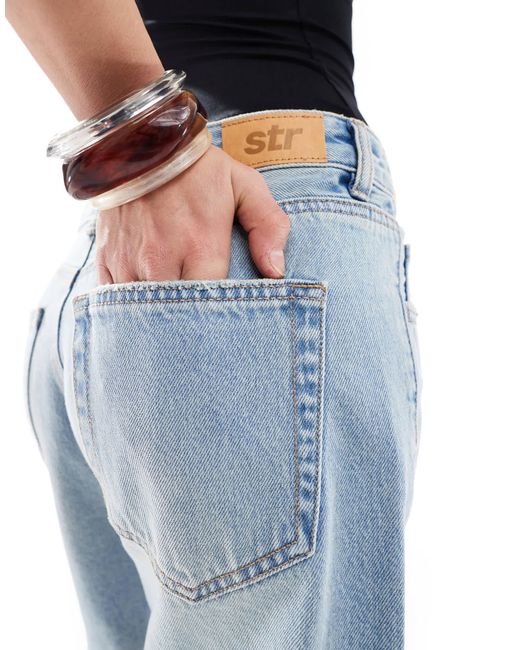 Stradivarius Blue – str – mittellange jeans-shorts