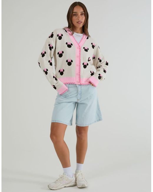 Skinnydip London Gray Disney Minnie Mouse Ecru Knitted Cardigan