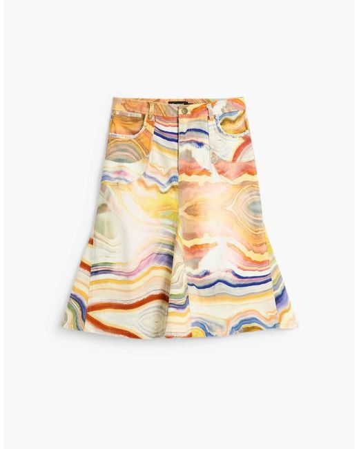 Desigual White Printed Midi Skirt