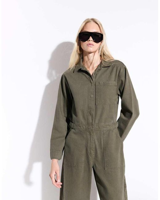 ASOS White Denim Horn Leg Jumpsuit