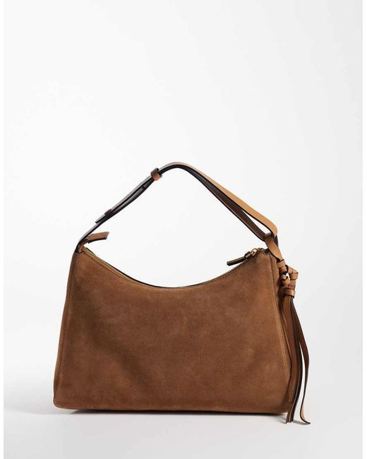 Tommy Hilfiger Brown Suede Shoulder Bag