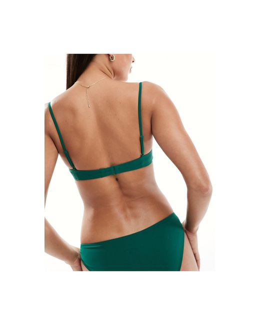 & Other Stories Green Triangle Bikini Top With Gold Ring Detail