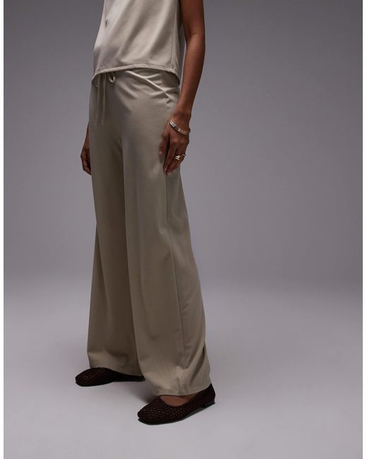 Pantalon large d'ensemble noué à la taille en polyamide - beige Mango en coloris Gray