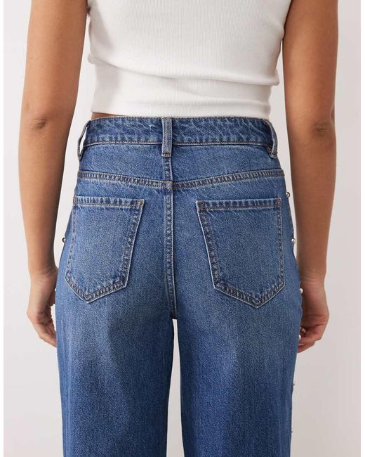 Miss Selfridge Blue Studded Denim Jeans
