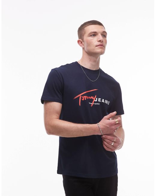 Tommy Hilfiger Blue Signature Logo T-shirt for men