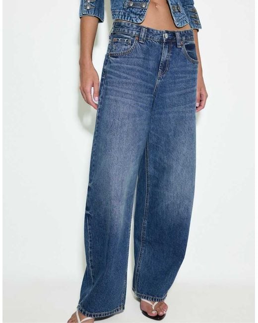 Stradivarius Blue D80 Barrel Fit Jeans