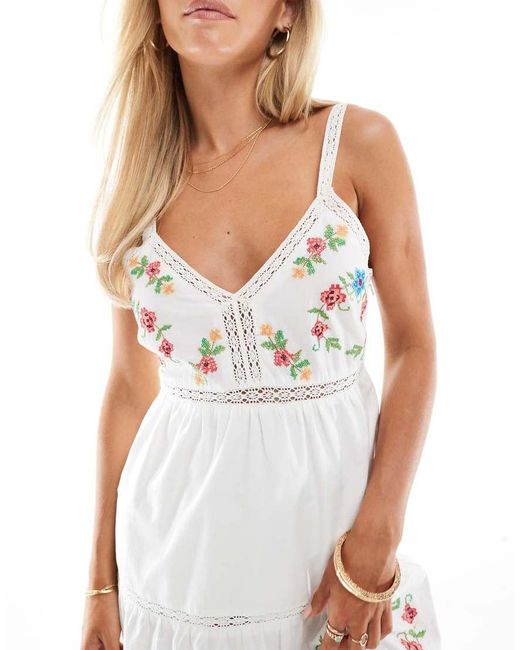 Miss Selfridge White Embroidered Heritage Maxi Dress