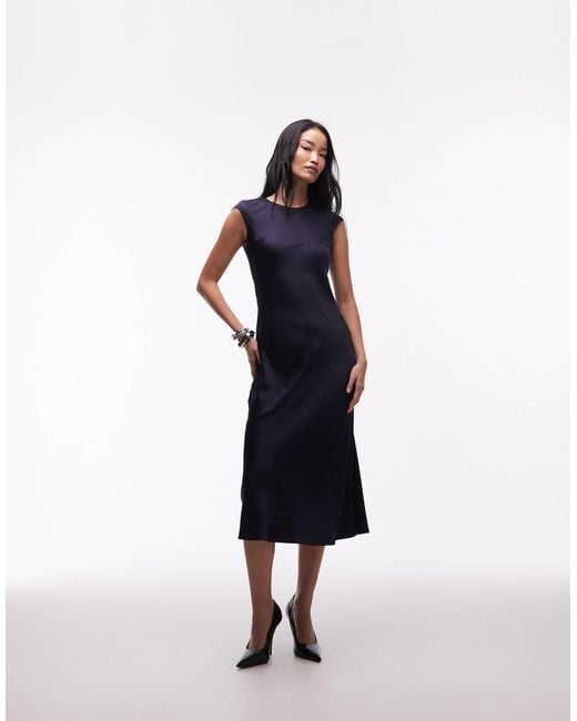 & Other Stories Bias Cut Satin Maxi Dress With Cap Sleeve in Blue | Lyst & Other Stories Bias Cut Satin Maxi Dress With Cap Sleeve in Blue | Lyst