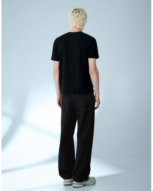 Bershka Blue Tall Baggy Jeans for men