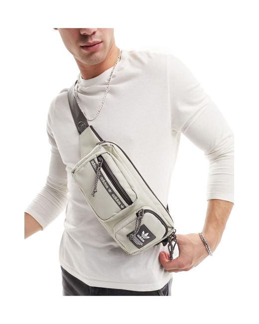 Adidas Originals White Rectangle Cross Body Bag for men