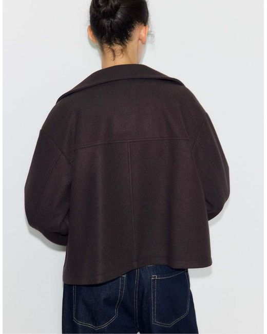 Stradivarius Black Soft-touch Crossover High Neck Jacket