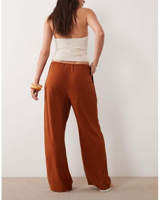 Miss Selfridge Brown Linen Look Pull On Trouser