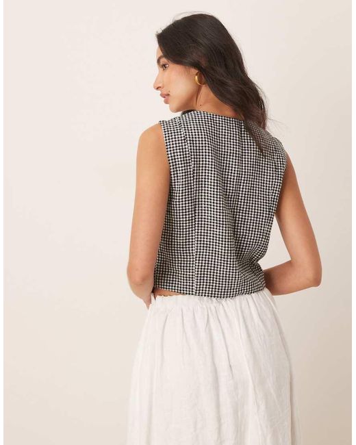 Abercrombie & Fitch Gray Linen High Neck Cropped Vest