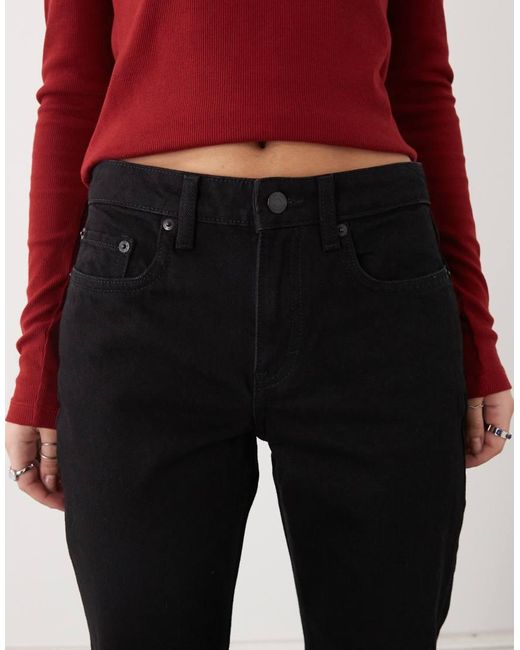 Weekday Red Laika Mid Waist Straight Leg Jeans