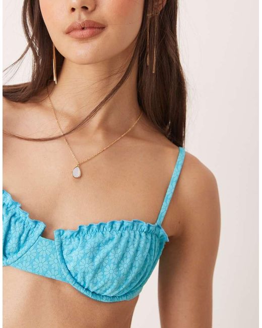Dippin' Daisy's Blue Dippin Daisys Scalloped Balconette Bikini Top