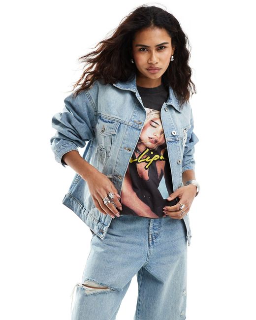 Collusion Blue Co-ord Denim Trucker Jacket With Rips