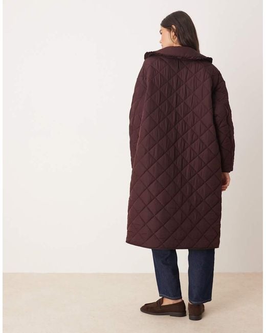 Abrigo Largo Guateado De -Morado Miss Selfridge de color Purple