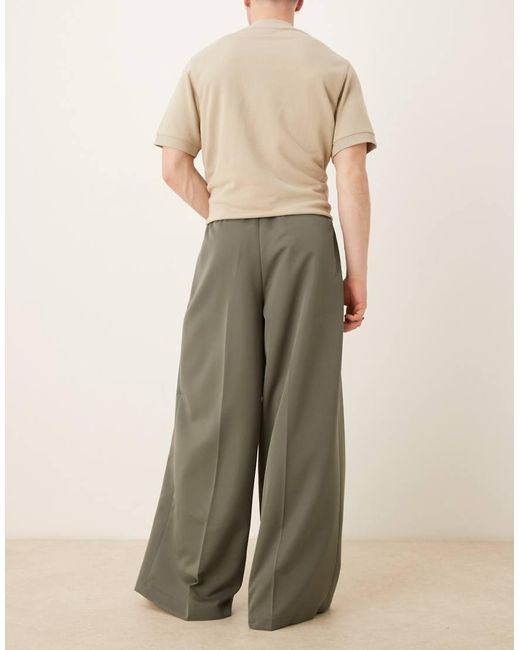 ASOS Nette Broek Met Extreem Wijde Pijpen En Plooien Aan De Voorkant in het Natural voor heren