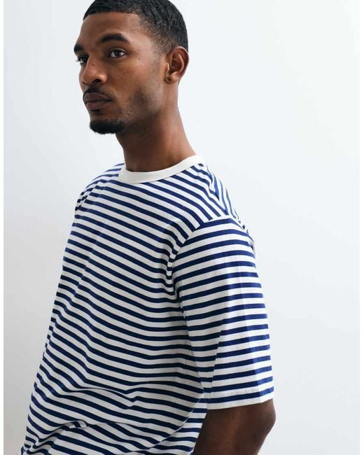 ARKET Blue Pure Cotton Heavyweight Oversized Fit Short Sleeve T-Shirt for men