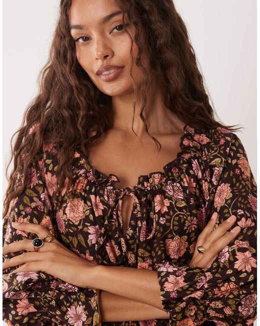 Miss Selfridge Brown Spun Smock Dress