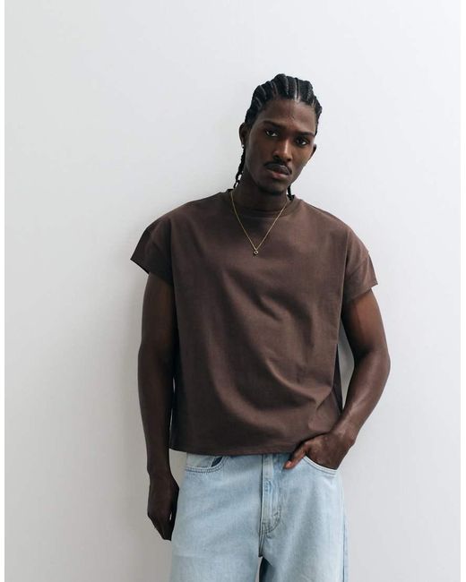 ASOS Black Heavyweight Boxy Oversized T-shirt With Cap Sleeve for men