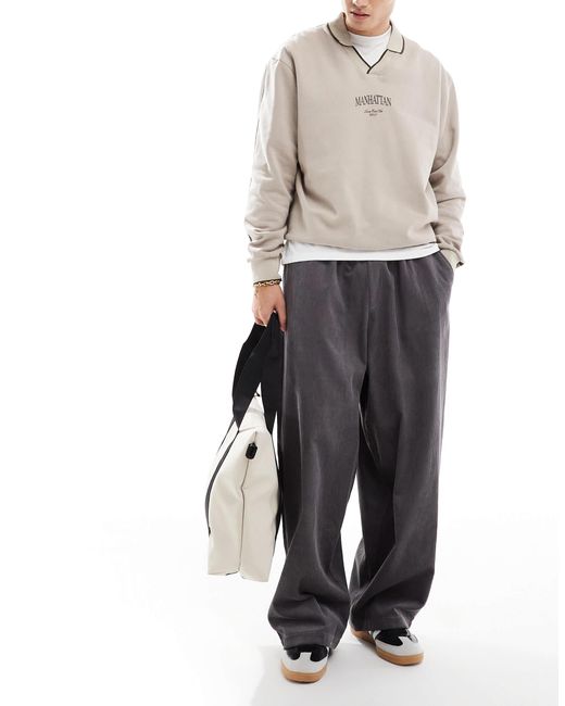 ASOS – weite fallschirm-hose aus cord in Gray für Herren