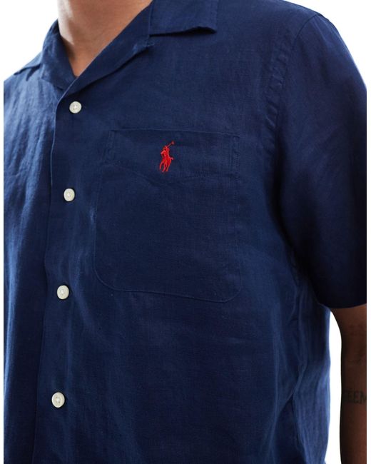 Chemise d'ensemble classique coupe oversize en lin avec logo emblématique et manches courtes Polo Ralph Lauren pour homme en coloris Blue
