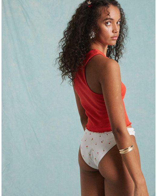 Miss Selfridge Red – bikinihose mit kirsch-print