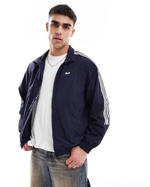 Pull&Bear Gestreept Trainingsjack Met Ritssluiting in het Blue voor heren