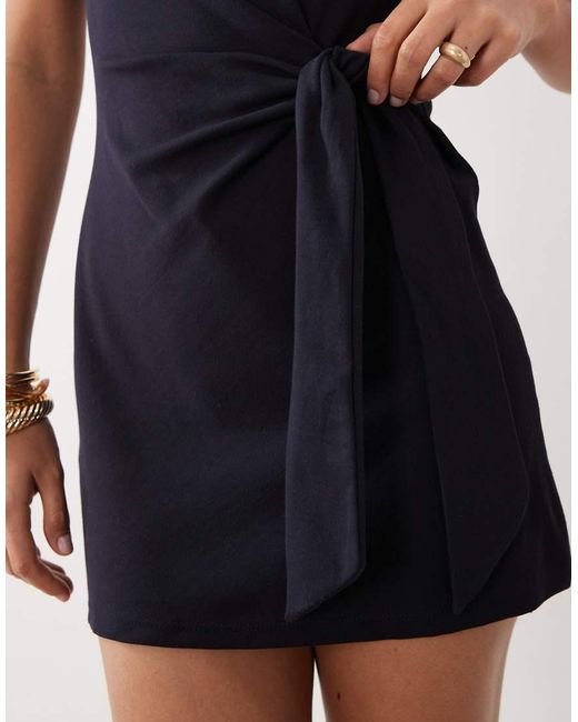 Mango Black Tie Front Mini T-Shirt Dress