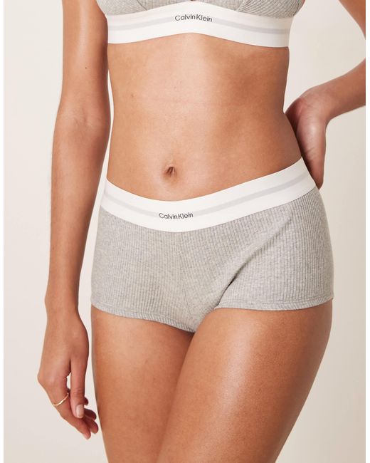 Calvin Klein Brown – boyshorts aus geripptem modal
