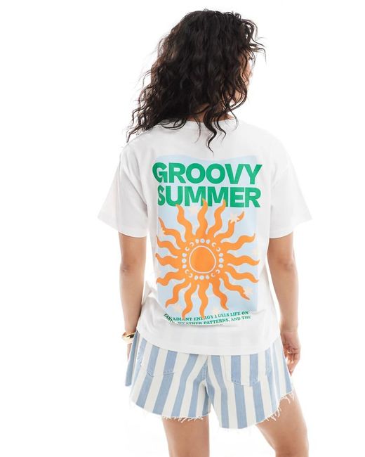 JJXX Recht T-Shirt Met Zonprint in het White