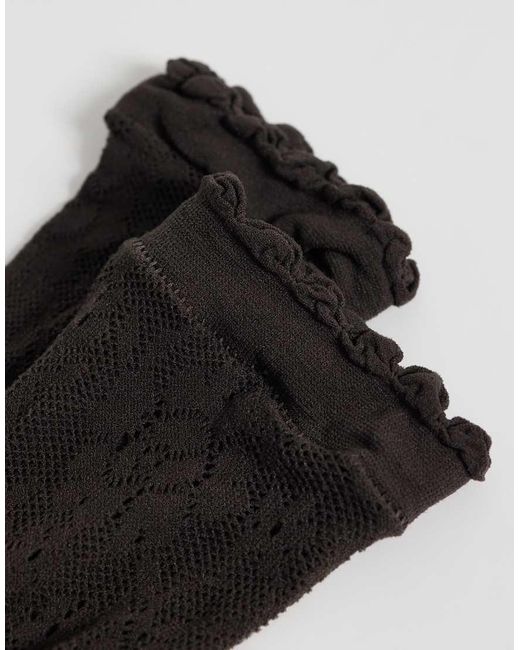 Vero Moda Gray Sheer Socks With Lettuce Edge