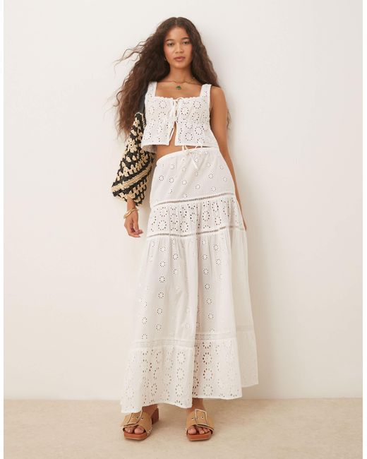 Iisla & Bird Natural Broderie Double Tie Beach Waistcoat Co-ord