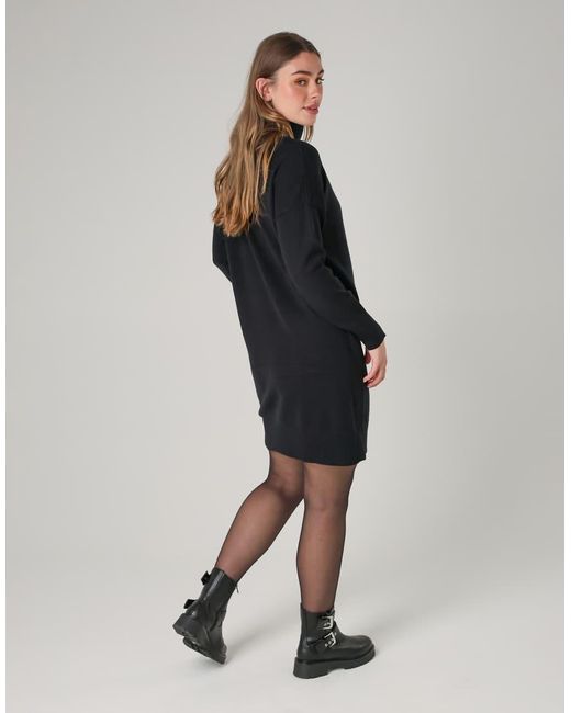 French Connection Black Cosy Roll Neck Long Sleeve Mini Dress