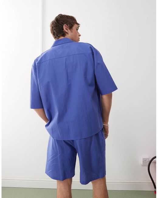 Collusion Blue Textured Woven Shirt for men