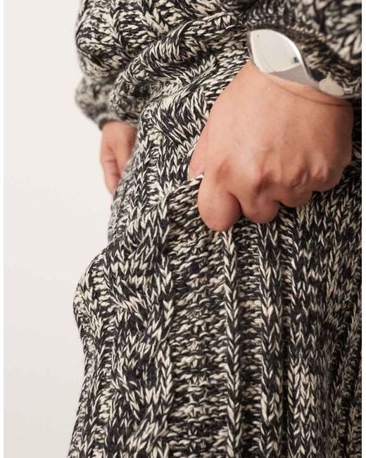 ARRANGE Gray Curve Cable Knit Column Midi Skirt Co-Ord