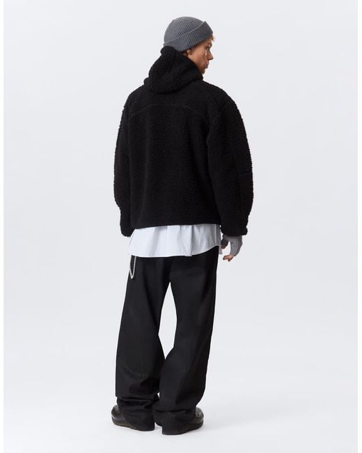 Chaqueta Negra Con Cremallera De Tejido Afelpado De Weekday de hombre de color Black