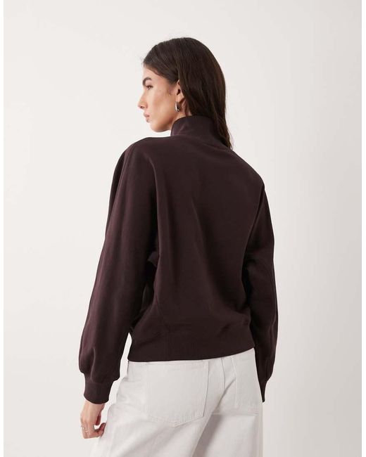 ARKET Brown High Neck Sweatshirt With Deep Cuff