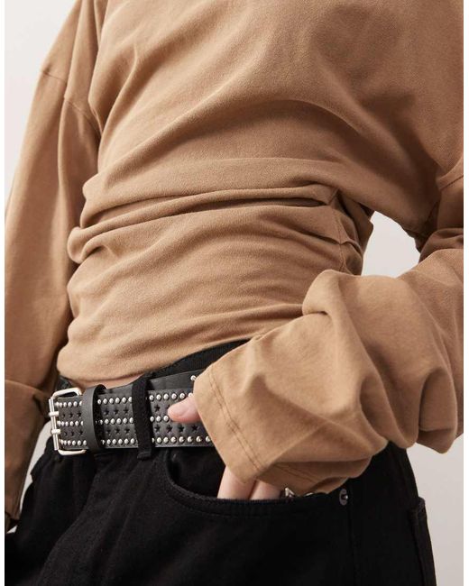 Weekday Natural Volume Long Sleeve Top With Cinched Gathered Waist