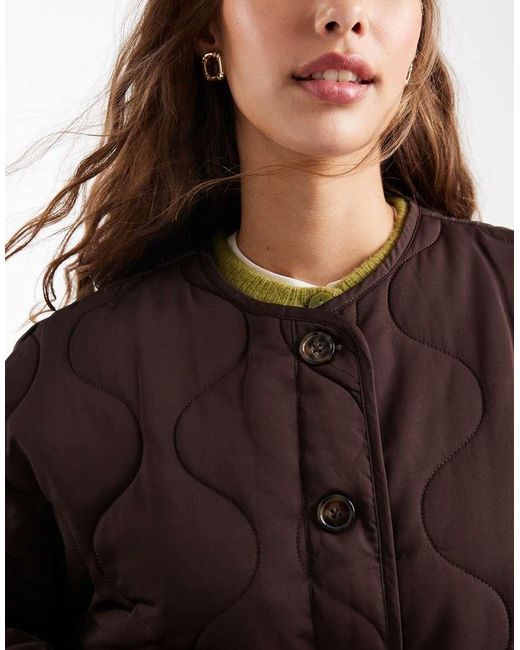 Object Brown Onion Quilted Front Pocket Bomber Jacket