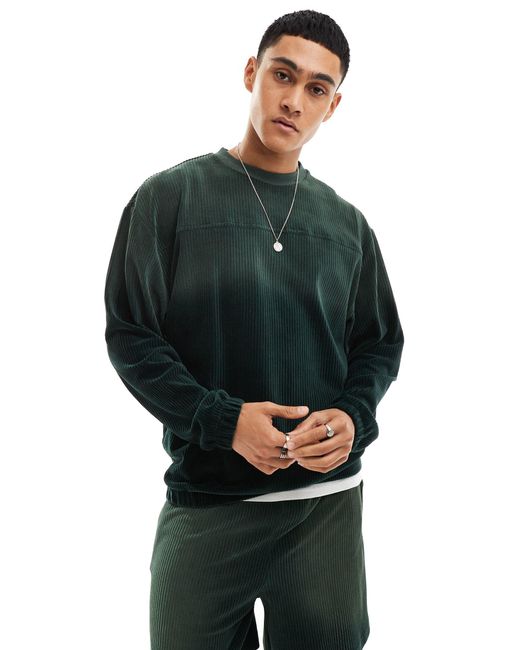 ASOS Green Oversized Rugby Sweatshirt With Ombre Effect for men