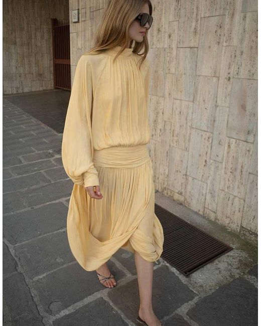 NA-KD Natural Draped Long Sleeve Open Back Midi Dress