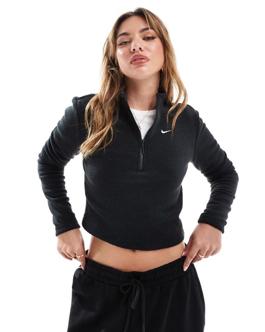 Phoenix - top en polaire à manches longues et col zippé Nike en coloris Black