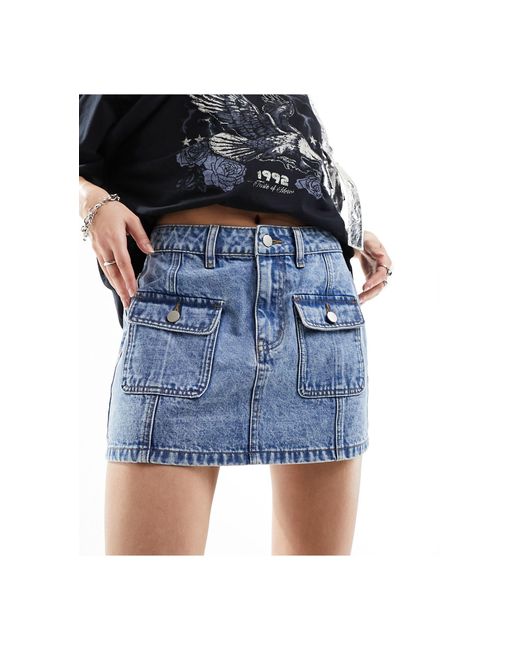 Bailey Rose Blue Micro Denim Mini Skirt With Y2k Detail