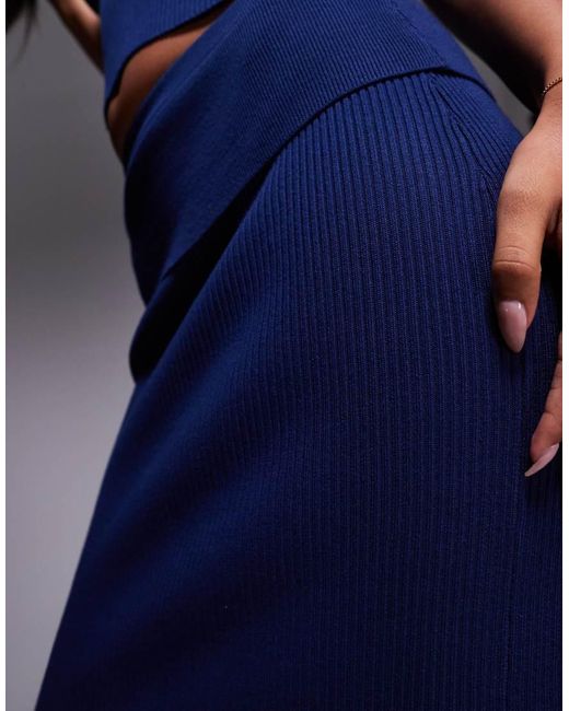 Kaiia Blue Exclusive Rib Knit Maxi Skirt