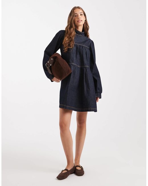 Miss Selfridge Blue Denim Tiered Dress
